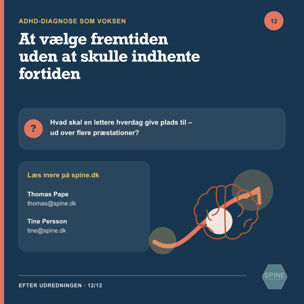 Voksen arbejder med sin selvforståelse og fremtid efter at have fået en ADHD-diagnose.